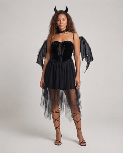 Damen verführerisches Gothic Kleid mit transparenten Tüll-Röcken Echo Archiv