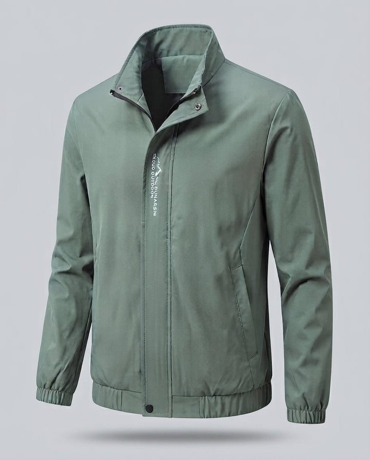 Leichter Mikrofaser-Windbreaker für Herren mit Stehkragen, wasserabweisender Oberfläche und verdeckten Taschen