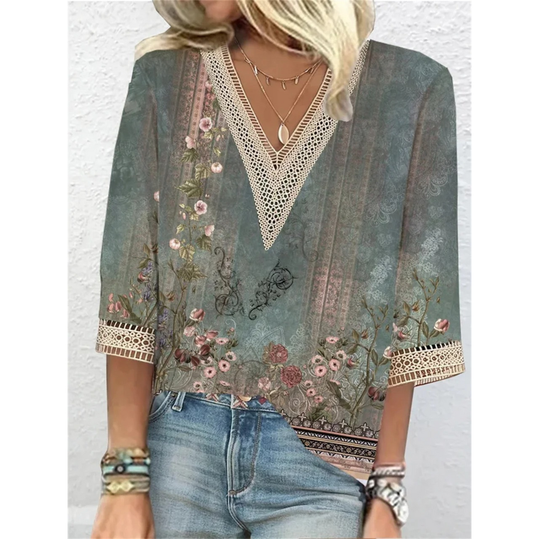 Echoarchiv | Glänzende Damen V-Ausschnitt Bluse