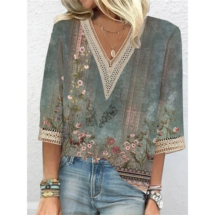 Echoarchiv | Glänzende Damen V-Ausschnitt Bluse