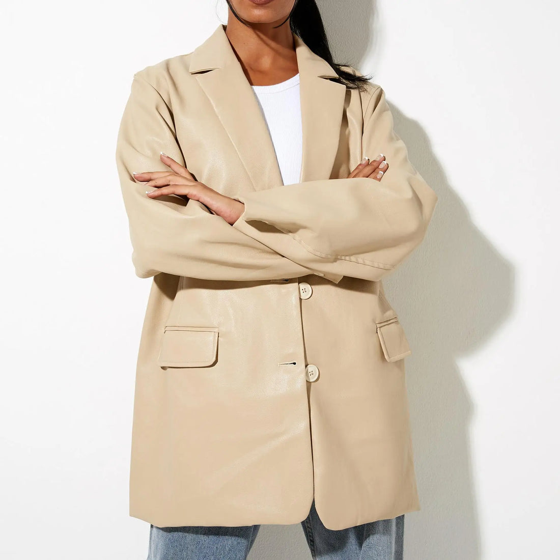 Eleganter Blazer aus Kunstleder – Célinea