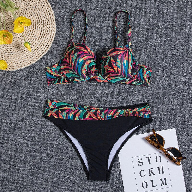 Echoarchiv | Florales Blaues Bikini-Set