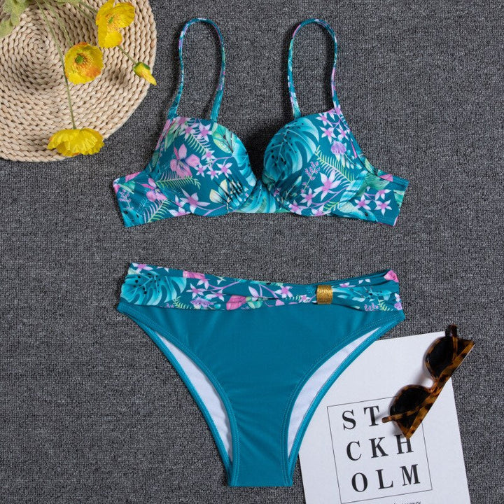 Echoarchiv | Florales Blaues Bikini-Set