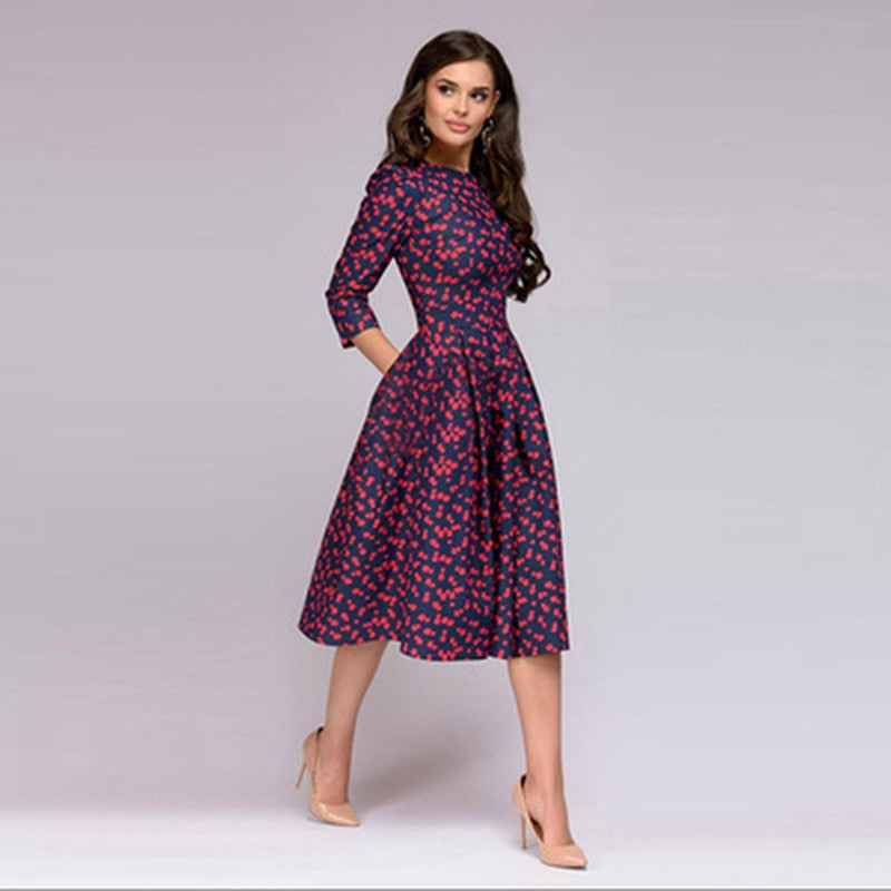 Echoarchiv | Geblümtes Kleid Drei Viertel Ärmel