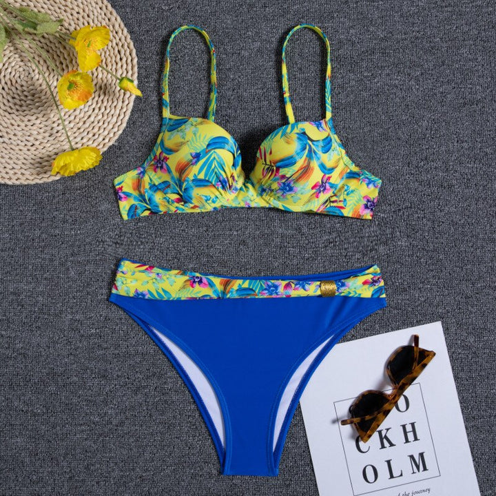 Echoarchiv | Florales Blaues Bikini-Set