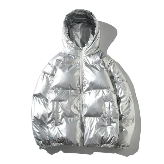 Echoarchiv - Winddichte metallische Winter-Pufferjacke