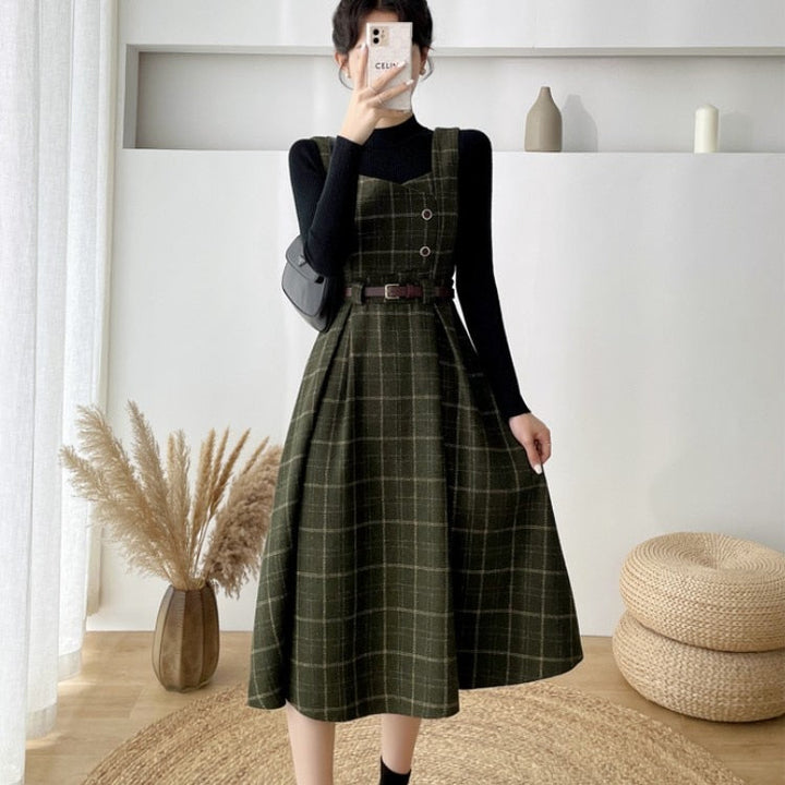 Echoarchiv - Frauen Stilvolles Vintage-Kariertes Kleid
