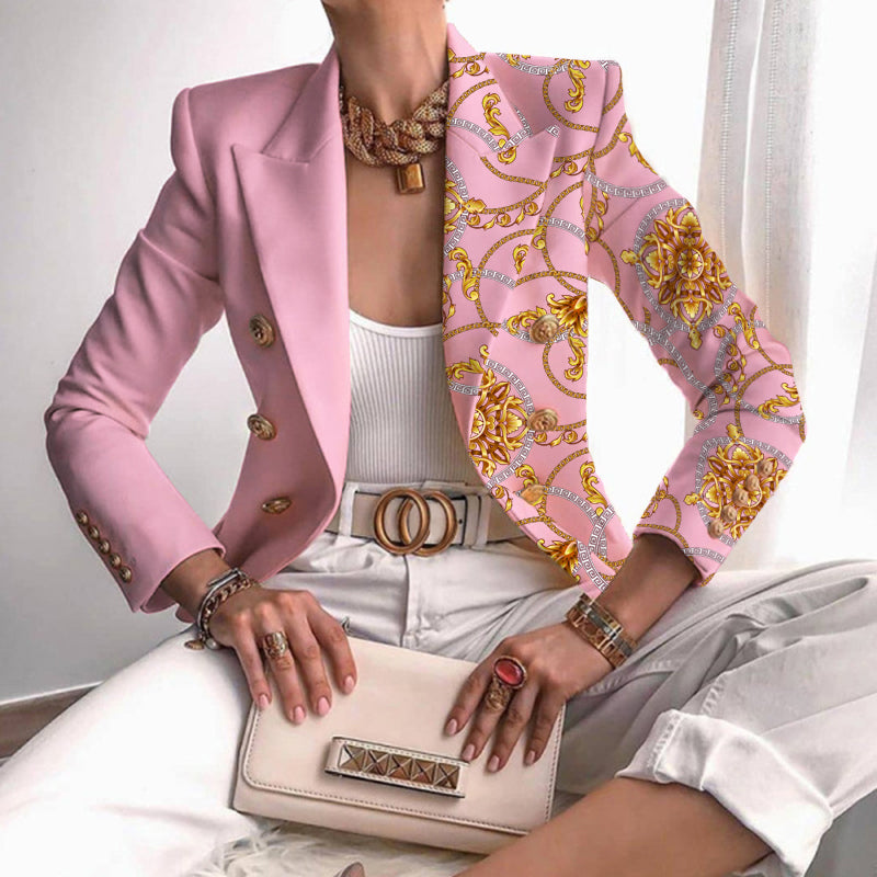 Echoarchiv | Asymmetrischer Blazer mit aufwändigem Gold- und Kettenmuster perfekt für lässige Tage