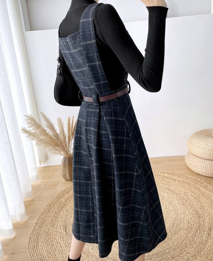 Echoarchiv - Frauen Stilvolles Vintage-Kariertes Kleid