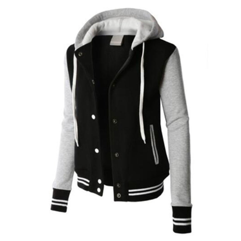 Echoarchiv | Lässige Langärmelig Kapuze Jacke mit Knöpfen