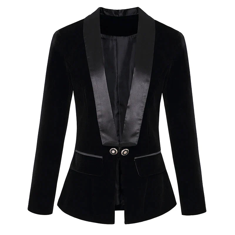 Blazer aus Samt mit Revers aus Satin – Valéne