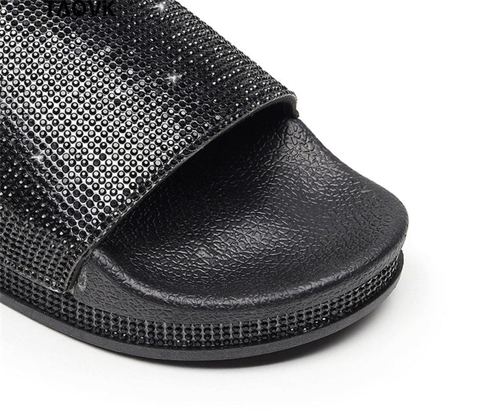 Echoarchiv | Kristall Diamant Slides mit Besatz Sandalen