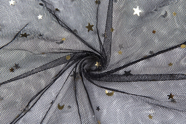 Echoarchiv | Stern Schwarz Netz Transparent Ärmelloses Maxi-Kleid
