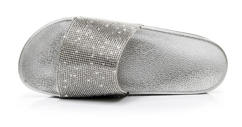 Echoarchiv | Kristall Diamant Slides mit Besatz Sandalen