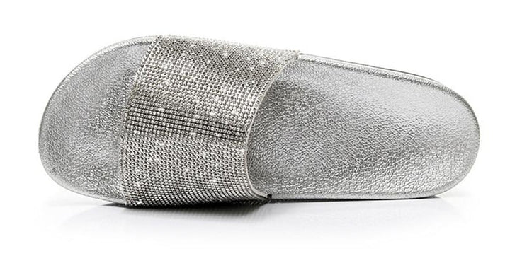 Echoarchiv | Kristall Diamant Slides mit Besatz Sandalen