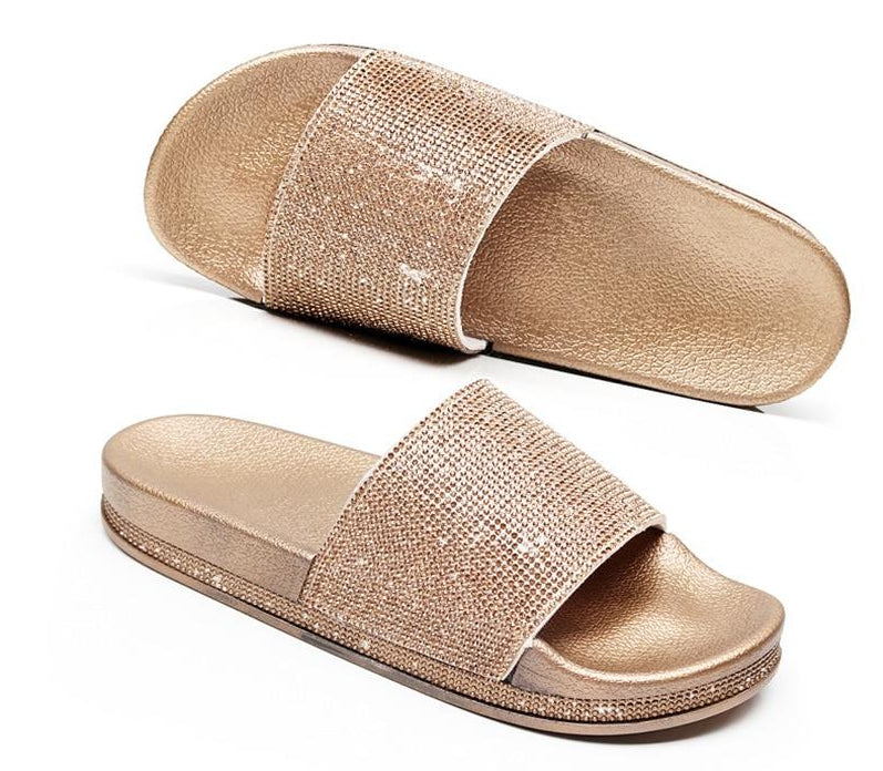 Echoarchiv | Kristall Diamant Slides mit Besatz Sandalen