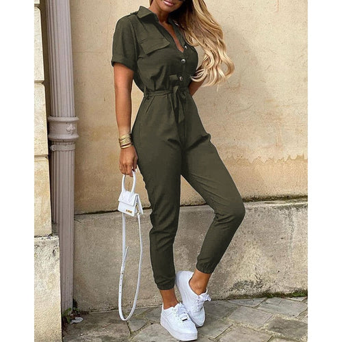 Echoarchiv | Jumpsuit, mit Gürtel, Knöpfen