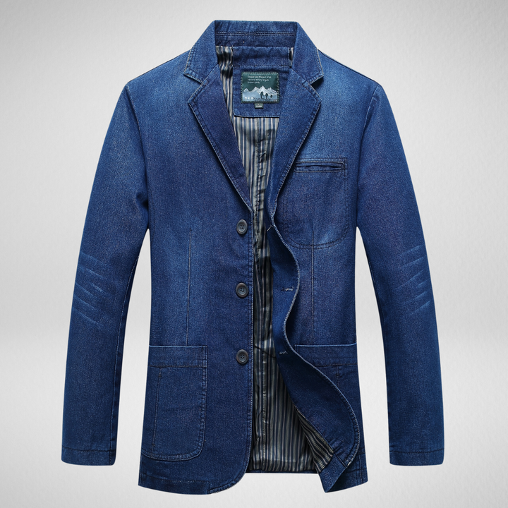 Echoarchiv | JEchoarchivnsblazer Im Denim-Stil mit Einreihigem Knopfverschluss