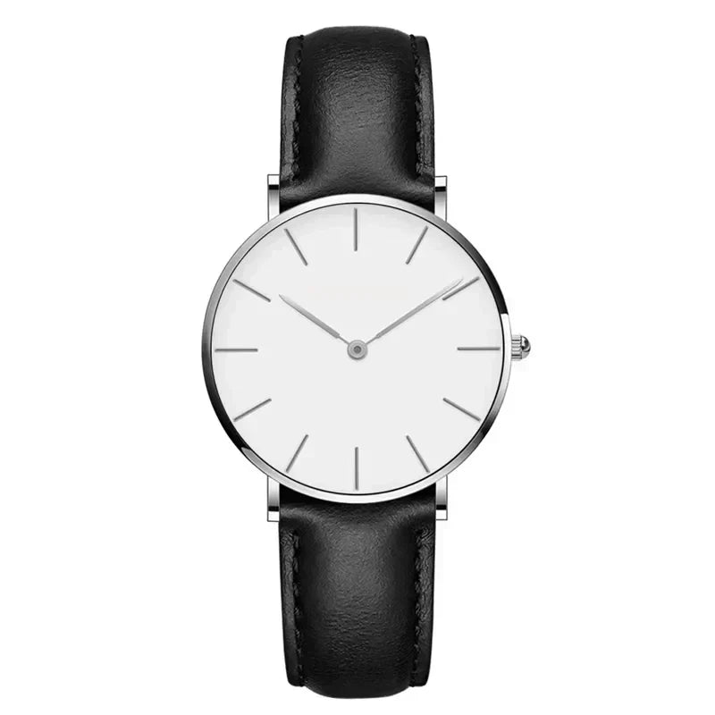 Echoarchiv | Runde Zeitlose Minimalistische Uhr mit Lederarmband für Frauen