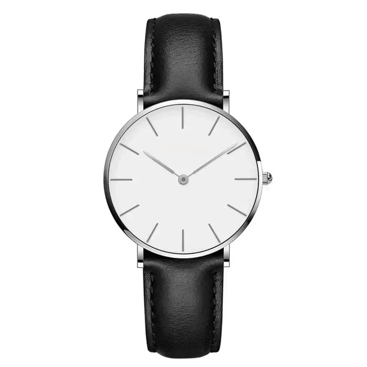 Echoarchiv | Runde Zeitlose Minimalistische Uhr mit Lederarmband für Frauen