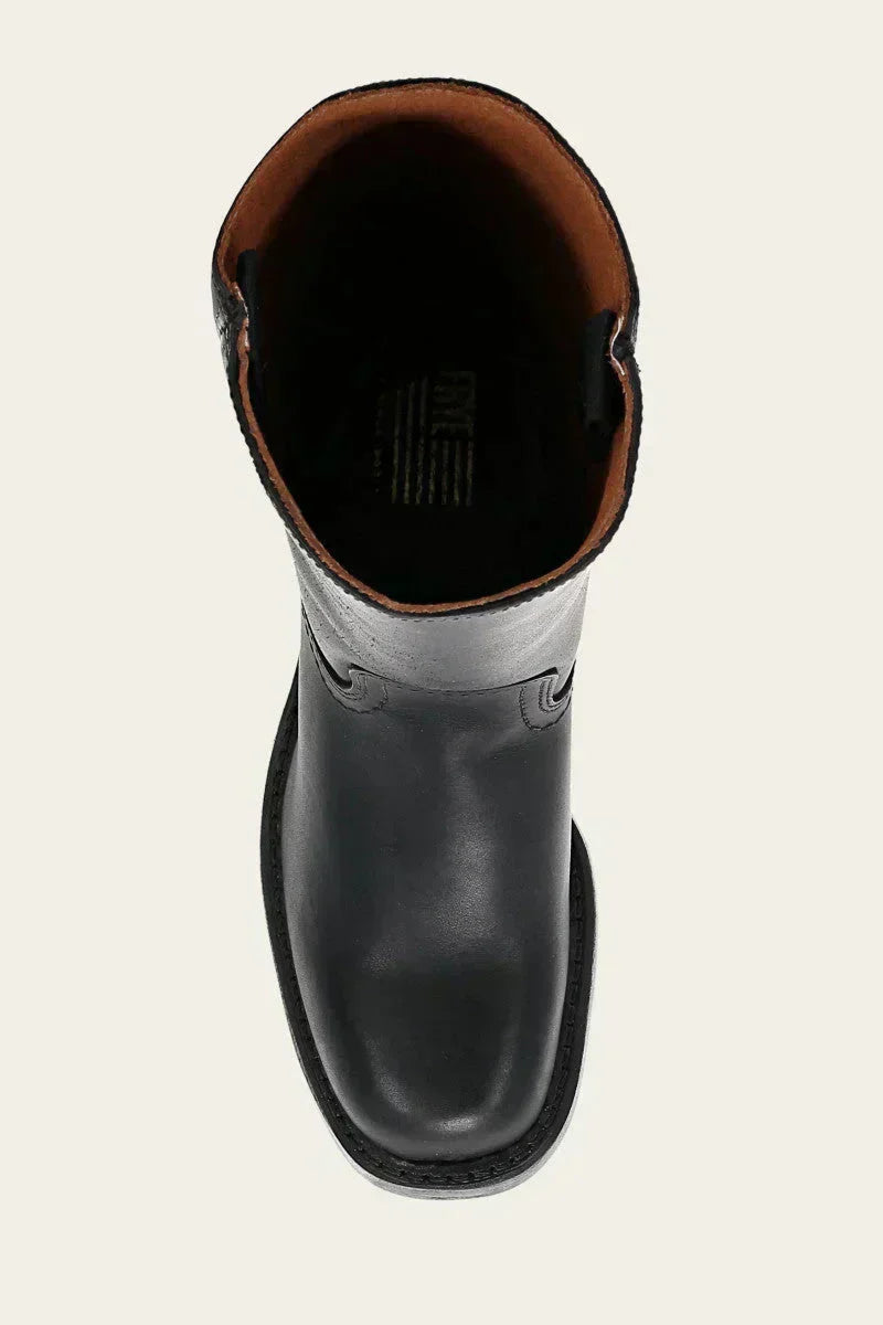 Hohe Stiefel - Damen Leder Blockabsatz Kniehohe Stiefel Echoarchiv
