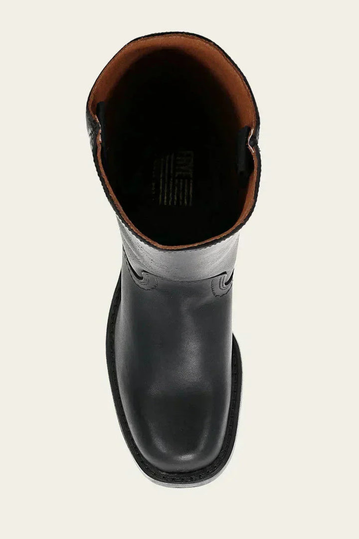 Hohe Stiefel - Damen Leder Blockabsatz Kniehohe Stiefel Echoarchiv