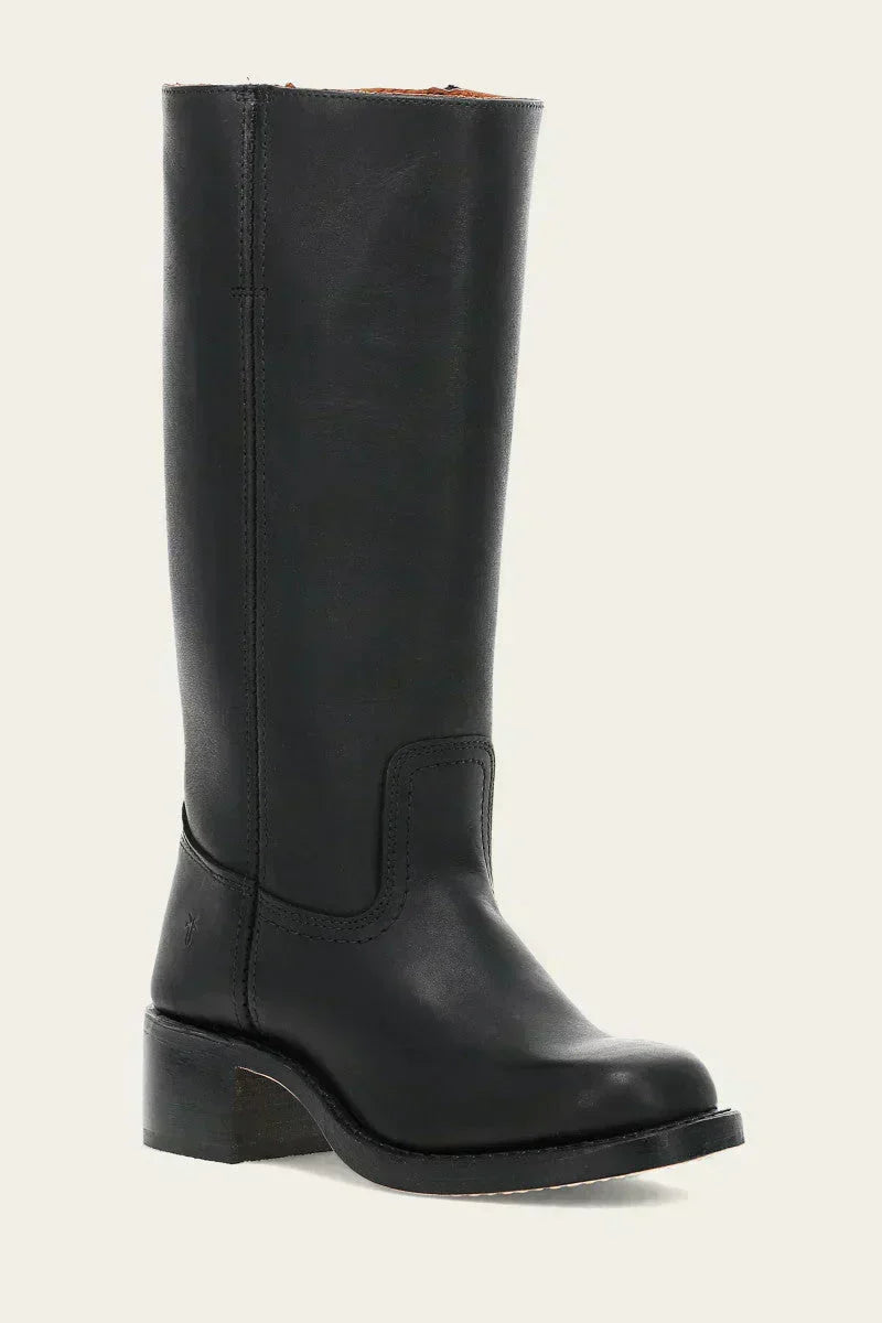 Hohe Stiefel - Damen Leder Blockabsatz Kniehohe Stiefel Echoarchiv