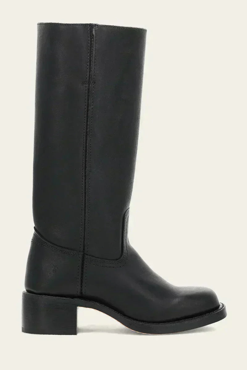 Hohe Stiefel - Damen Leder Blockabsatz Kniehohe Stiefel Echoarchiv