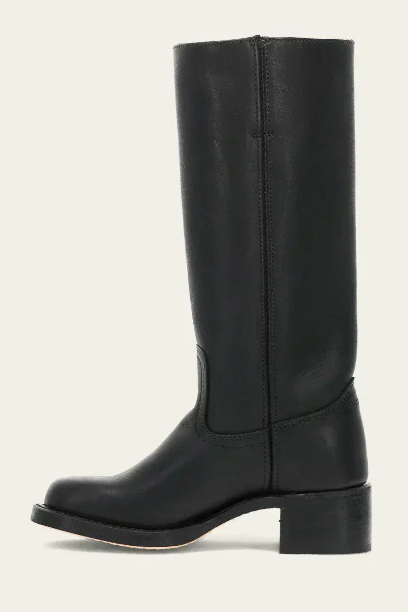 Hohe Stiefel - Damen Leder Blockabsatz Kniehohe Stiefel Echoarchiv