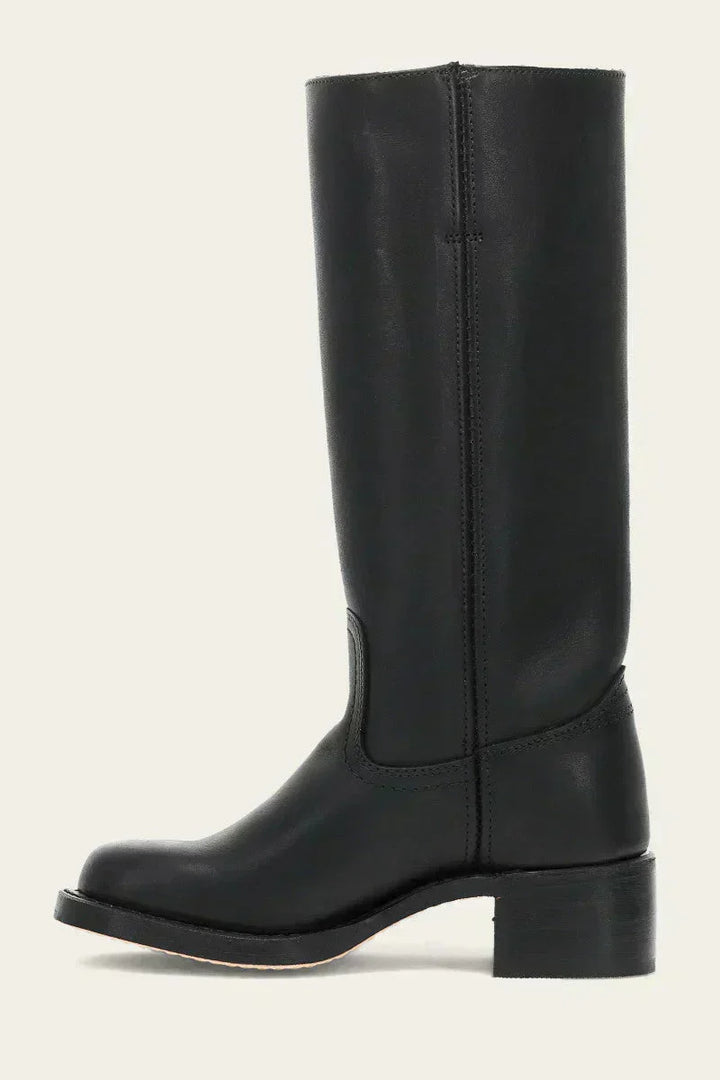 Hohe Stiefel - Damen Leder Blockabsatz Kniehohe Stiefel Echoarchiv