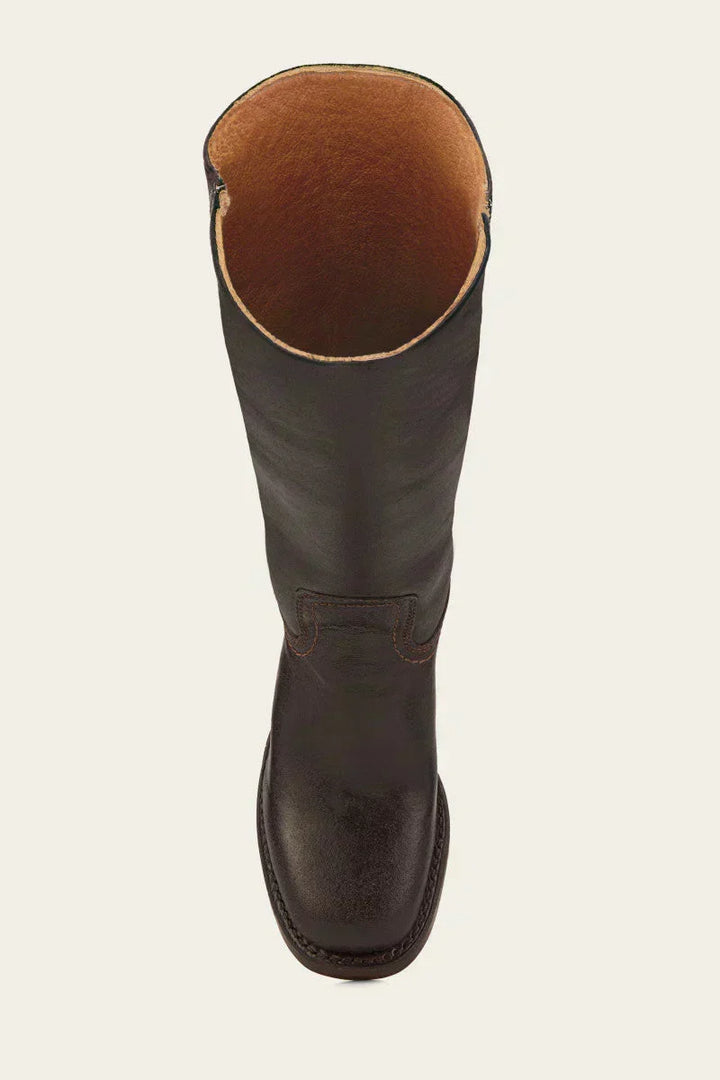 Hohe Stiefel - Damen Leder Blockabsatz Kniehohe Stiefel Echoarchiv
