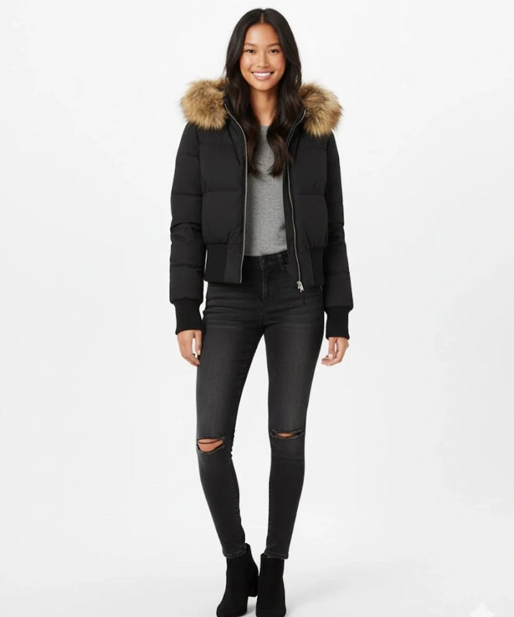 Damen Gesteppt Winterjacke mit Warm & Abnehmbarer Kapuze | Echoarchiv