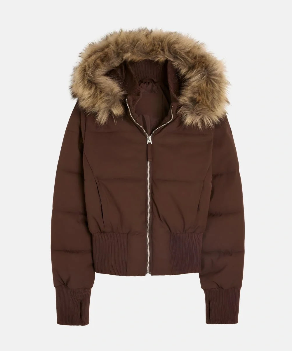 Damen Gesteppt Winterjacke mit Warm & Abnehmbarer Kapuze | Echoarchiv