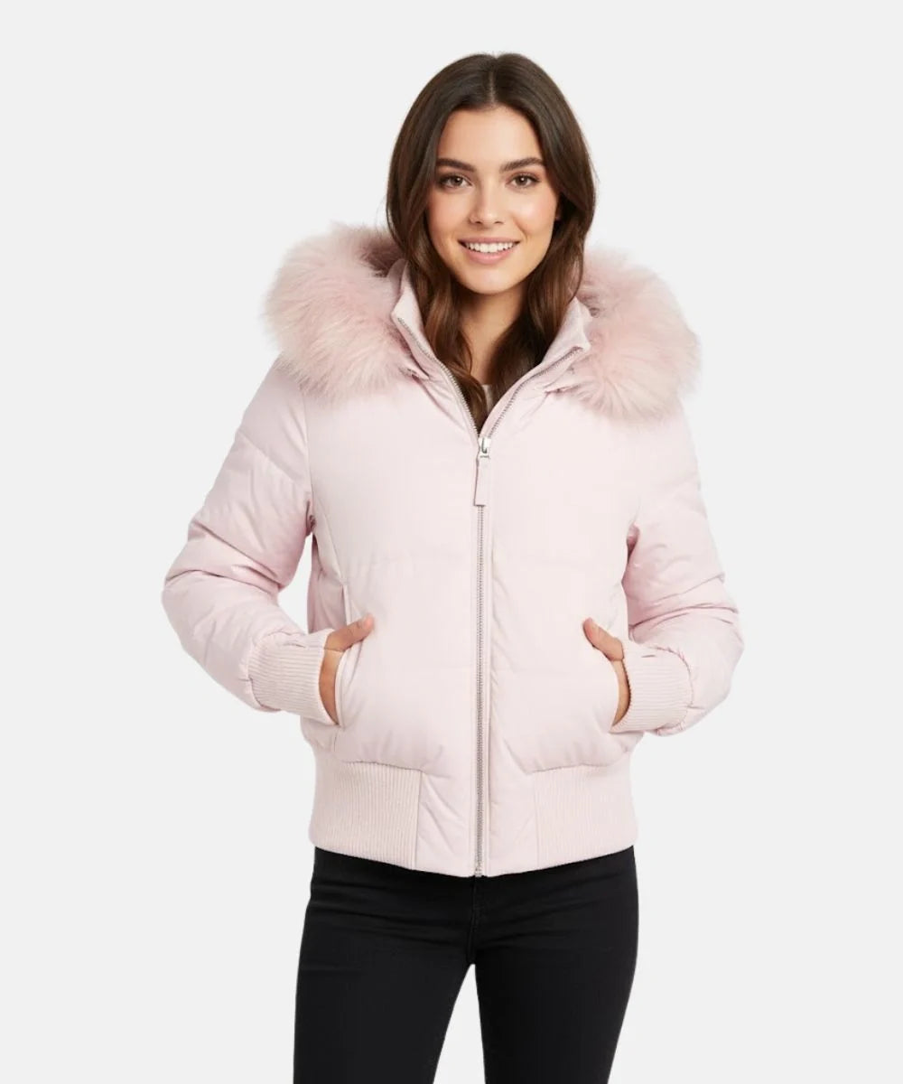Damen Gesteppt Winterjacke mit Warm & Abnehmbarer Kapuze | Echoarchiv