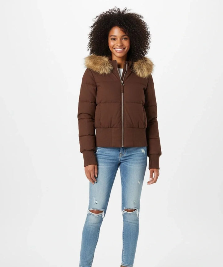 Damen Gesteppt Winterjacke mit Warm & Abnehmbarer Kapuze | Echoarchiv