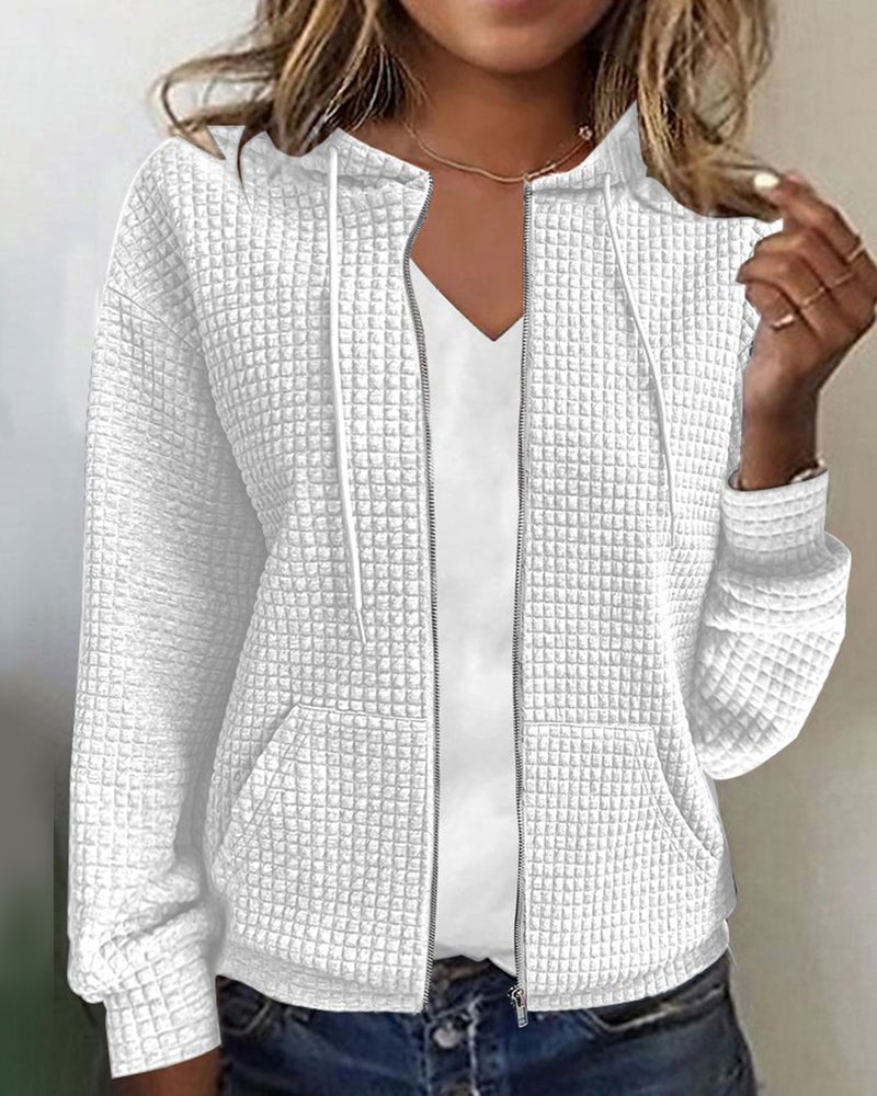 Damen-Cardigan mit Kapuze und Reißverschluss – Veloura