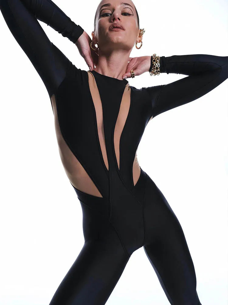 Jumpsuit mit Rundhalsausschnitt und langen Ärmeln – Solévia