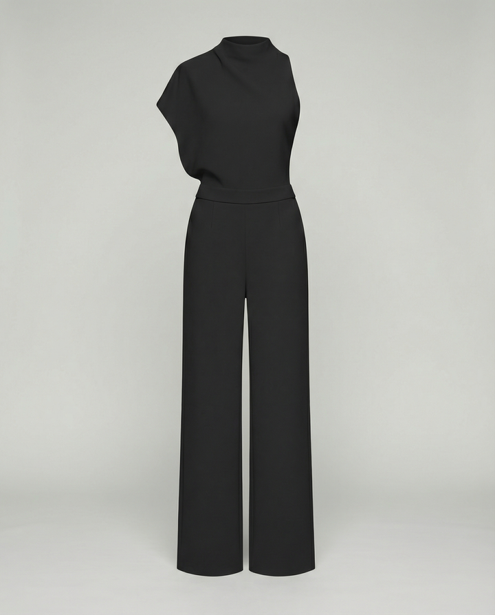 Damen Jumpsuit mit Rundhalsausschnitt, Armellos und Weitem Bein – Solévia