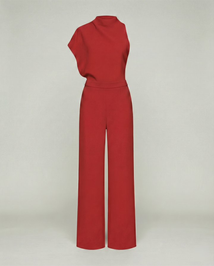 Damen Jumpsuit mit Rundhalsausschnitt, Armellos und Weitem Bein – Solévia