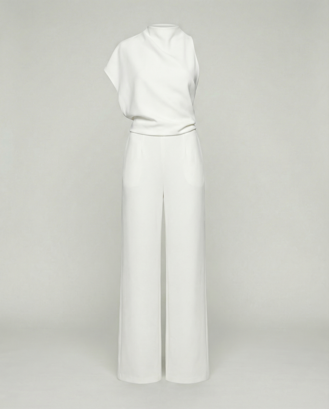 Damen Jumpsuit mit Rundhalsausschnitt, Armellos und Weitem Bein – Solévia