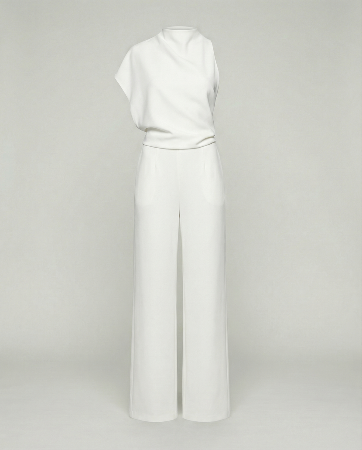 Damen Jumpsuit mit Rundhalsausschnitt, Armellos und Weitem Bein – Solévia