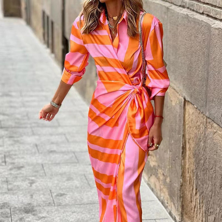 Echoarchiv | Bedrucktes Elegantes Kleid mit Halben Ärmeln