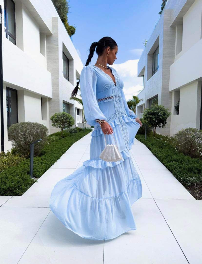 Amy Lange Ärmel Maxi-Kleid Für Damen – Valéora