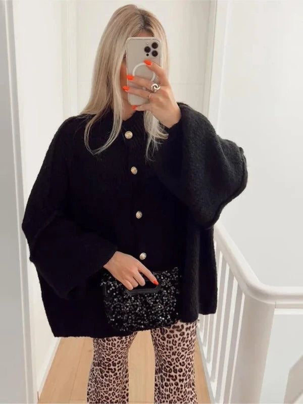 Stilvolle Oversized Wollcardigan für Damen – Veloura