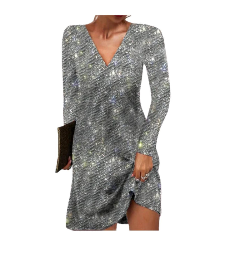 Glitzerndes Damen Paillettenkleid mit Langen Ärmeln für Party & Events | Echoarchiv