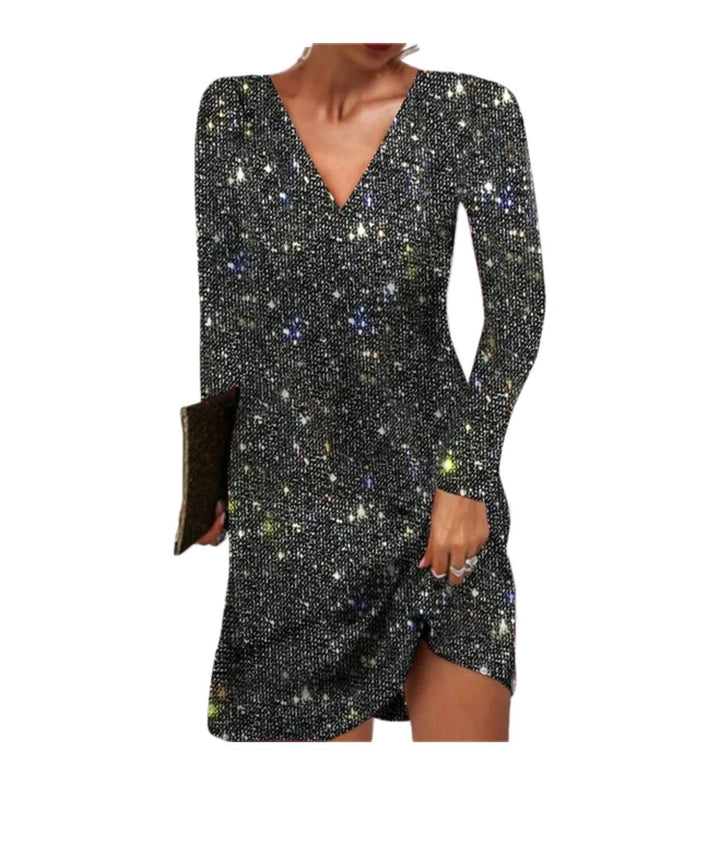 Glitzerndes Damen Paillettenkleid mit Langen Ärmeln für Party & Events | Echoarchiv