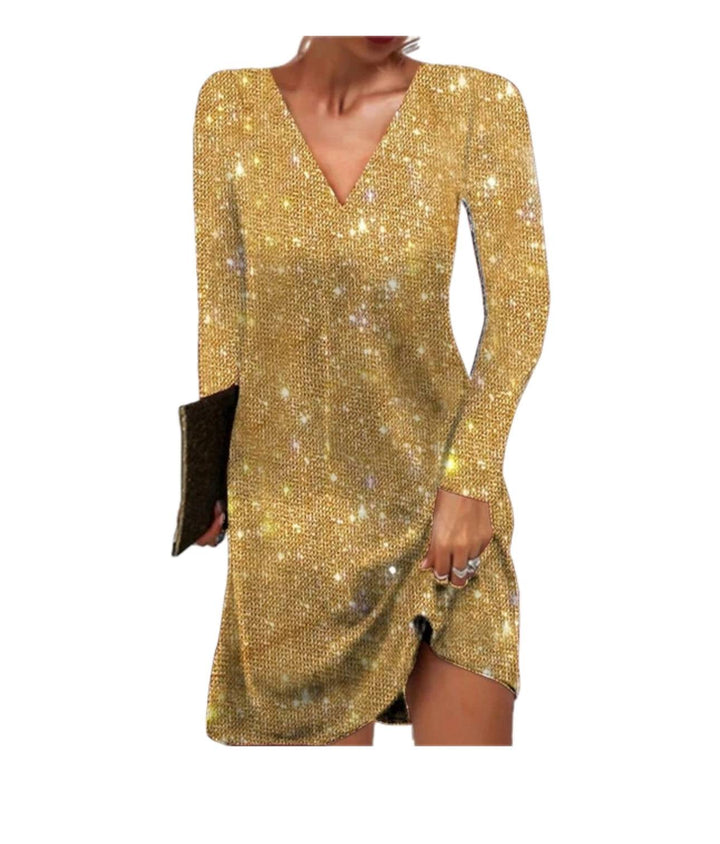 Glitzerndes Damen Paillettenkleid mit Langen Ärmeln für Party & Events | Echoarchiv