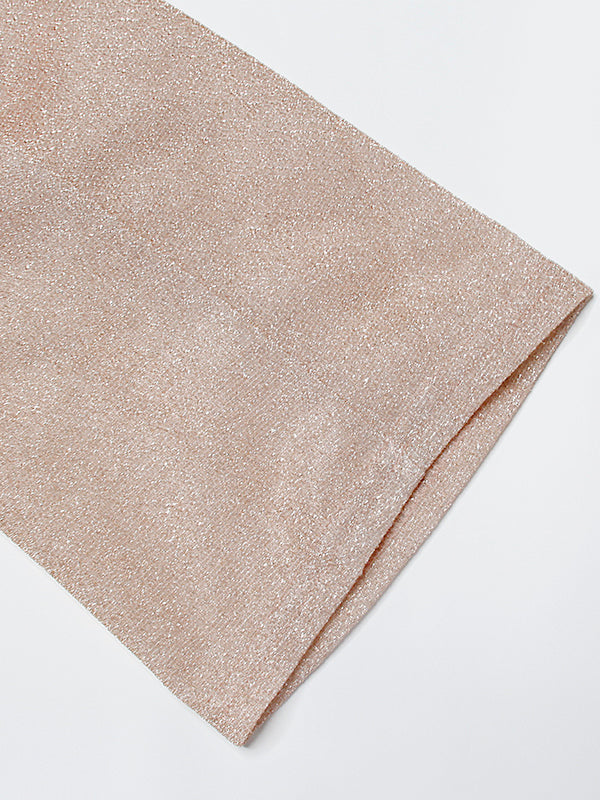 langes Kleid mit glänzenden Pailletten, elegante Champagner-Hochzeitszeremonie – Élara
