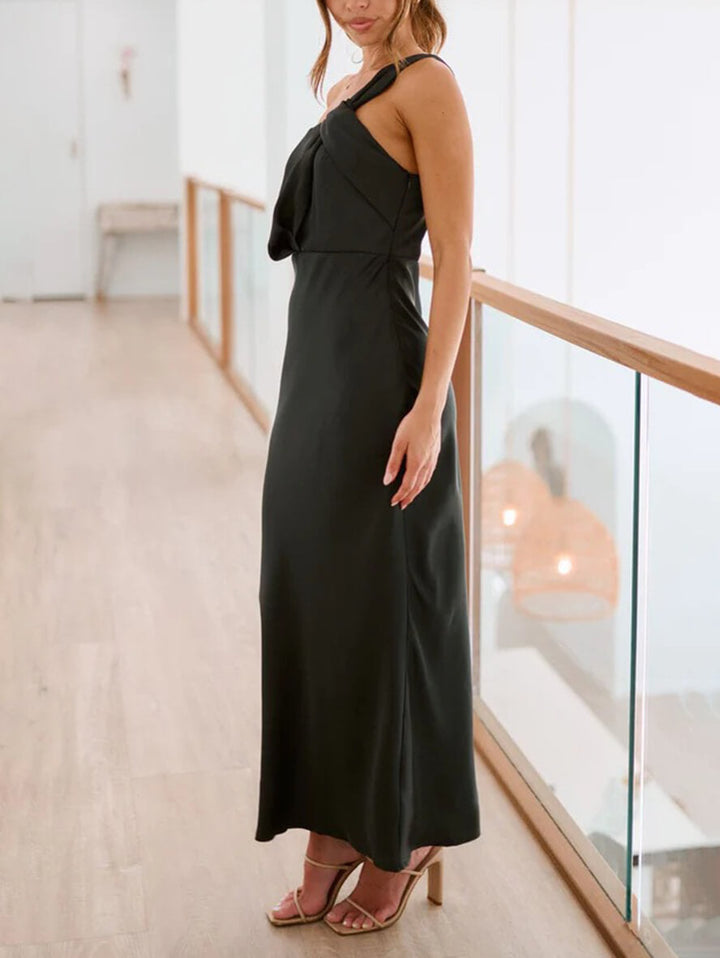 langes Brautjungfernkleid aus Satin, trägerlos, ärmellos, für Damen, weich, elegant, für Hochzeitsgäste – Valéora