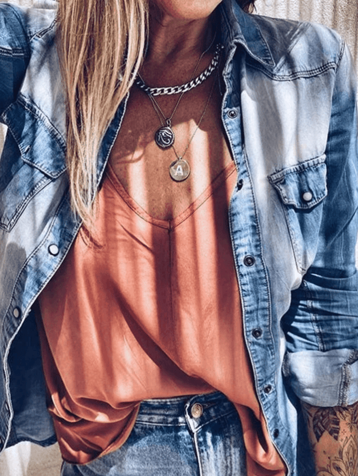 JEchoarchivnsbluse, geknöpfte Taschen, Kragen, Langarmshirt, DamenEchoarchiv, Vintage, Freizeitjacke